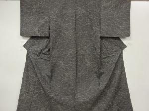 アンティーク　草葉模様織出し手織り紬単衣着物